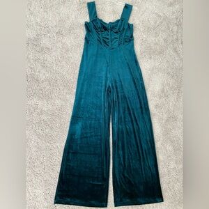Sold!! Not for sale!Cider Green Velvet Jumpsuit Corset Style Wide Leg Large